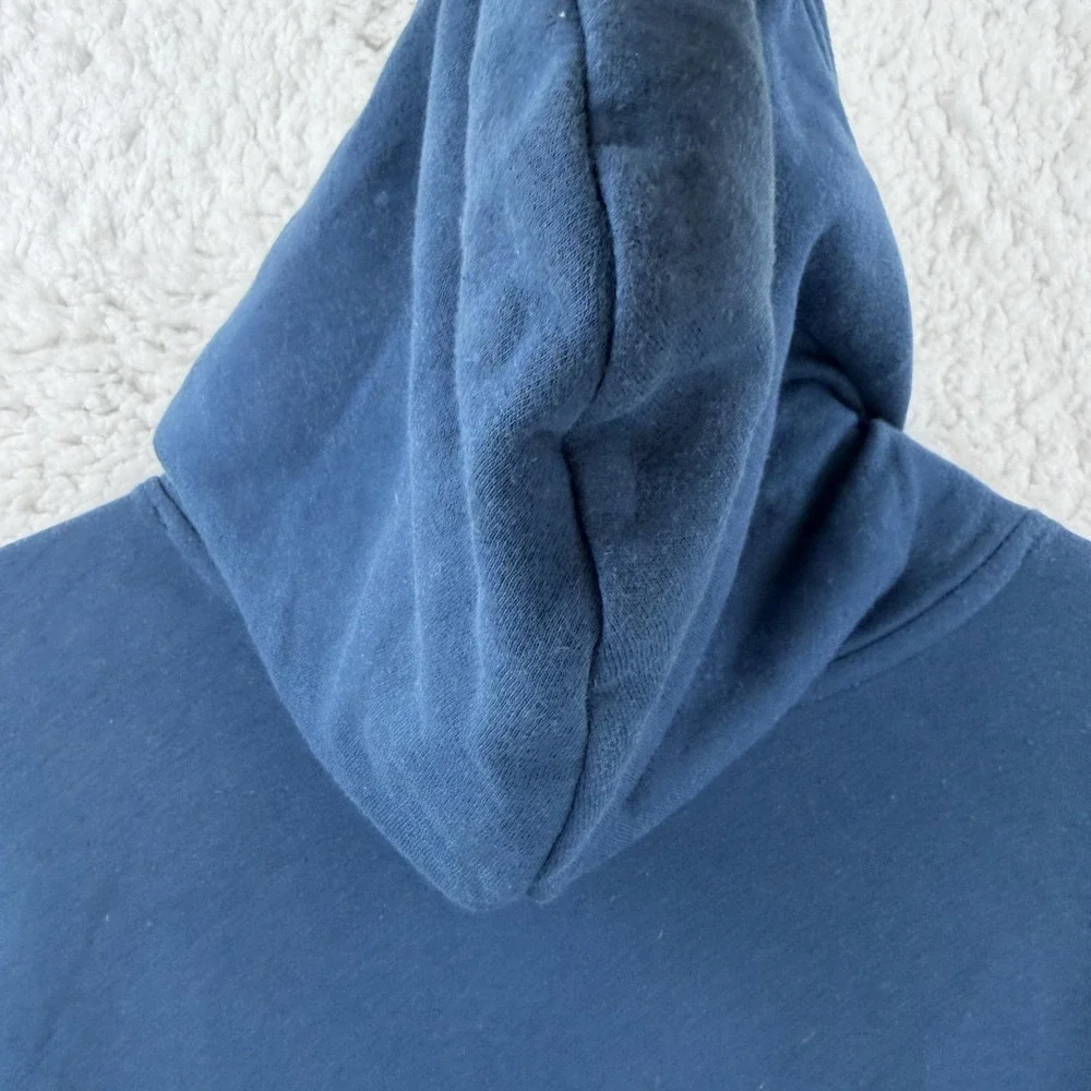 The‎ North Face Hoodie Mens Large Blue Aztec Logo Pullover Fleece Sweatshirt